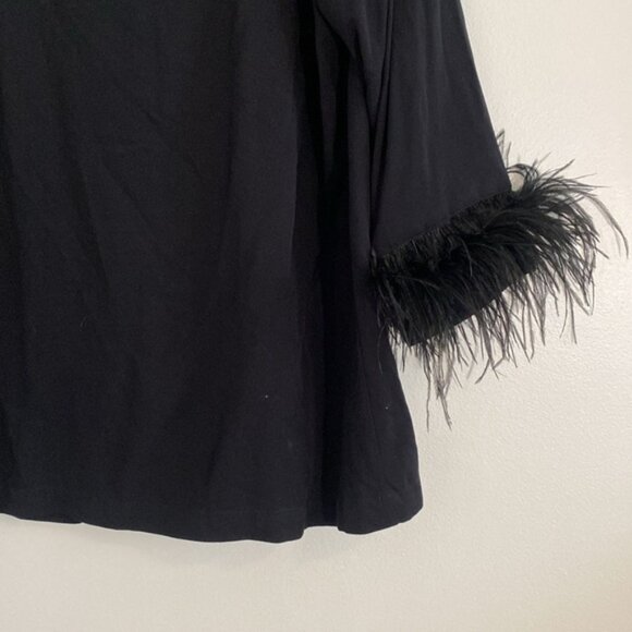 Sleeper Party Pajamas Long Sleeve Button Down Top with Feathers in Black Large - Picture 9 of 9